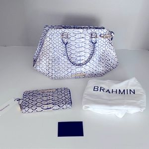 NWT RARE WALLET BRAHMIN ARDEN SATCHEL STEEL PAMILLA PURSE SURI WALLET SET